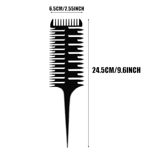Peines para mechas y seccionado de cabello 3 vías, negro pack x2 miniatura 2