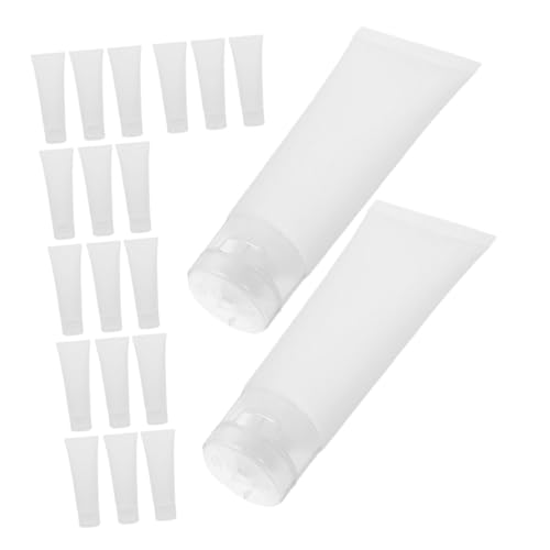 BAZEITFLOW 50 Piezas Envases de Viaje Pequeños Reutilizables con Tapa Abatible para Cremas Loción y Pasta de Dientes Botellas Transparentes de Plástico Duradero para Cosméticos