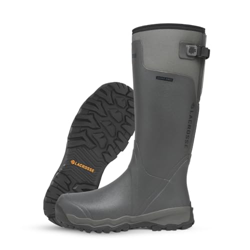 LaCrosse Rubber Boots for Men - Waterproof Insulated Hunting Boot - Slip-Resistant EVA Footbed for Muddy Terrain - Durable ZXT Rubber & Neoprene Upper for Work Footwear - Grey Sky - 10