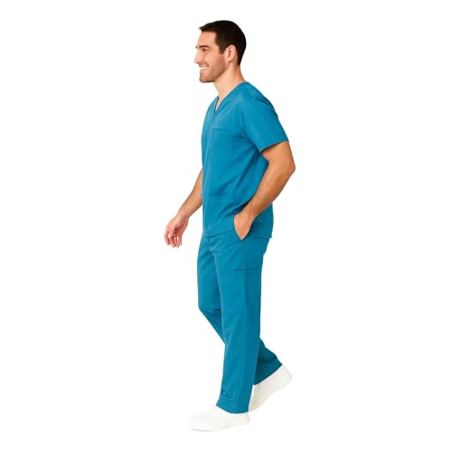 M&M SCRUBS Men Scrub Set Medical Scrub Top and Pants S Teal