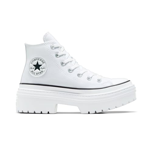 Converse Women Chuck Taylor All Star Lugged Heel Platform HI, White/Black/Egret, 7.5