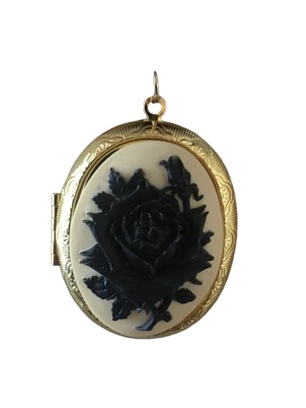 Médaillon porte-photo cassolette rose noir rétro, le cadeau idéal pour graver vos souvenirs
