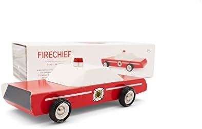 Candylab Toys Wooden Cars, Fire Chief, Modern Vintage Style Collectible, Kids Toy Cars, Solid Beech Wood