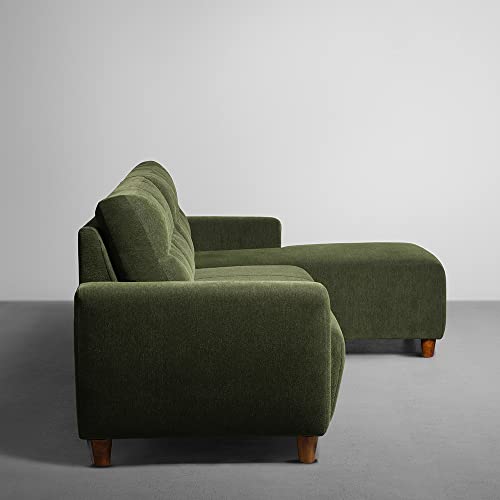 Image of Sleepyhead Yolo Designed by Duroflex - 3 Seater Sofa, RHS L Shape Sofa Set |Premium Fabric, Plush 3-Layer Cushioning |Modern Buttonless Tufted & Anti-Sag Comfort |3 Years Warranty - Avocado Green