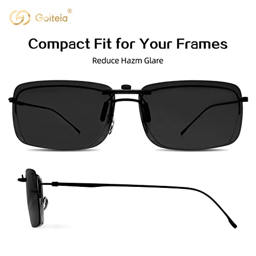 Image of Goiteia Polarized Flip up Clip on Sunglasses over Prescription Glasses for Men Women-Upgraded No Blue Glare