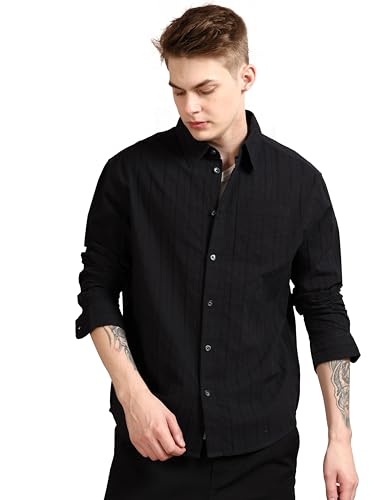 Image of StitchX Men's Full Sleeve Pintuck Striped Casual Cotton Shirt
