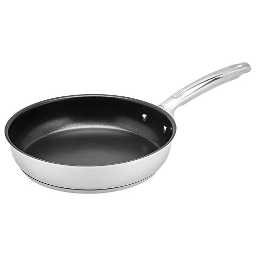 Amazon Brand – Solimo Stainless Steel Non-Stick Frypan, 24 cm, Silver