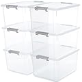 Citylife 6 Packs 32 QT Plastic Storage Bins with Lids Large Stackable Storage Containers for Organizing Clear Storage Box for Garage, Closet, Kitchen