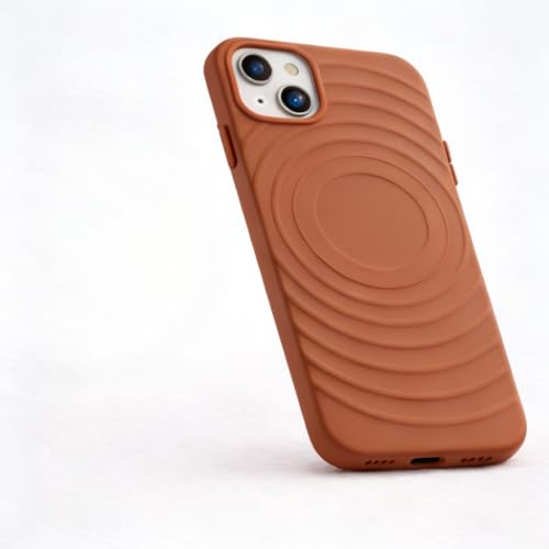 Image of amazon basics Shockproof Case for iPhone 13 | Ripple Pattern | Camera Protection | Protective Cover with Enhanced Grip & Wireless Charging Support - Brown