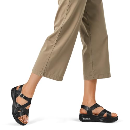 mysoft Women's Walking Sandals Comfortable Air Cushioned Support Ankle Strap Dress Sandals3