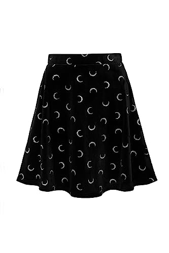 Hell Bunny Misty Moon Black Velvet Glittery Crescent Skirt