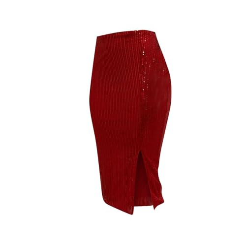 Women's Sequin Skirt Midi High Waist Elegant Stretchy Sparkle Side Slit Pencil Skirt Party Cocktail Wedding Guest4