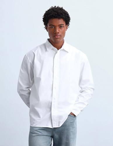 Image of Flying Machine Men's Oversized Fit Shirt | Solid | Long Sleeves | Shirt for Man