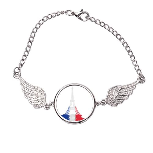Bracelet tour Eiffel Paris et ailes d'ange en métal idéal pour vos sorties