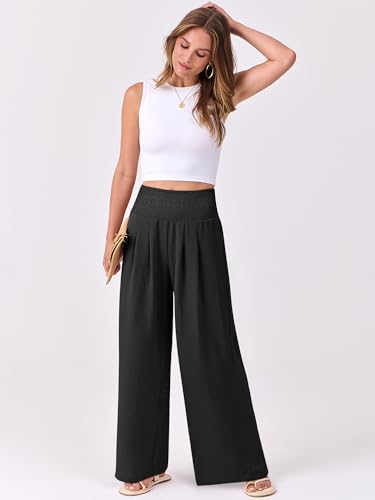 ANRABESS Women Palazzo Pants Summer Flowy Wide Leg High Waist Lounge Trousers with Pockets 2025 Casual Beach Vacation Outfits4