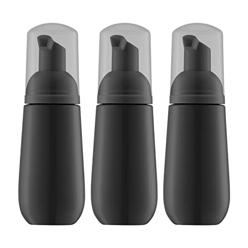 2oz Foam Bottle, Empty Travel Foaming Pump Dispenser for Hand Soap, Lash Cleanser, Shampoo (3PCS, Black)