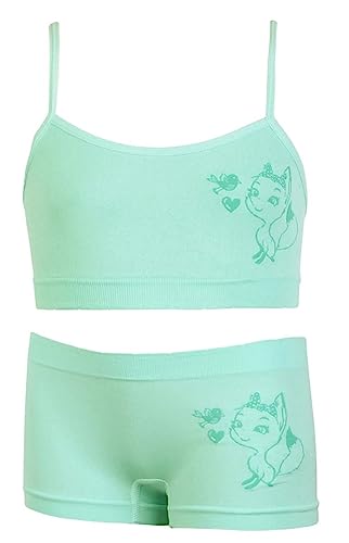 I&S Girl's Pack of 6 Sets of Matching Spaghetti Strap Bras & Seamless BoyShorts or Bikinis (Small, Umbrella Kitty Flowers)2