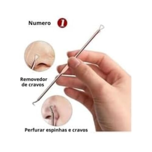 Kit 4 Peças Pinça Extrator Removedor De Cravo Espinha Acne + Estojo - Ferramentas Profissionais Skin