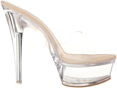Chase & Chloe Women's Clear Stiletto High Heel Platform Sandals Serenity-01 Nude 11 | Image 5