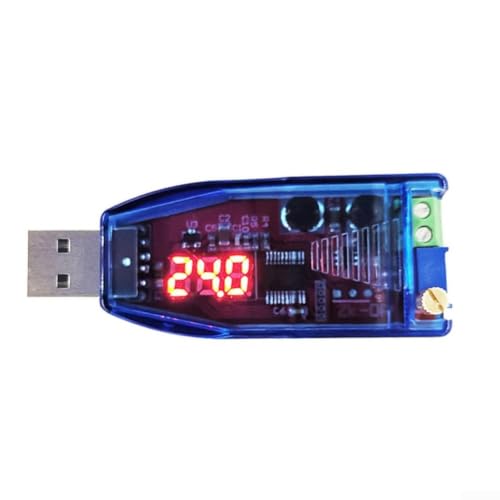 Image of USB Boost and Power Supply Module, 5V to 1-24V Adjustable DC-DC Converter with Green or Red LED Display(red light)