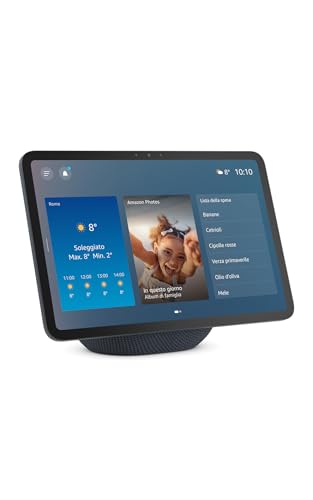 Controlli semplificati per la Casa intelligente: associa e controlla migliaia di dispositivi che funzionano con Alexa senza un Hub Casa Intelligente separato. Visualizza facilmente i feed delle tue videocamere. Gestisci le luci, i termostati e molto altro tramite lo schermo o con la tua voce. Con la tecnologia Omnisense, puoi attivare le routine tramite il rilevamento della temperatura o della presenza.