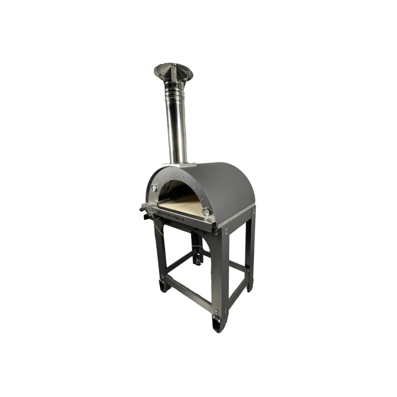 Forno pizza ibrido a gas e legna 2 pizze con carrello da esterno pietra refrattaria 3 cm 500 gradi Made in Italy