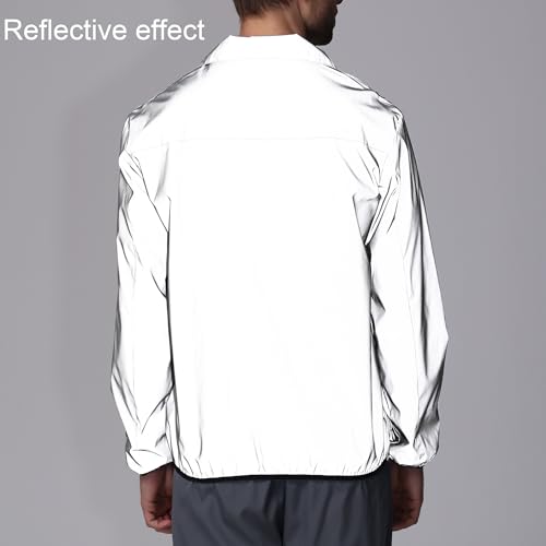 LZLRUN Mens Reflective Jacket Windbreakers Rave High Visibility Holographic Coat Outfit2