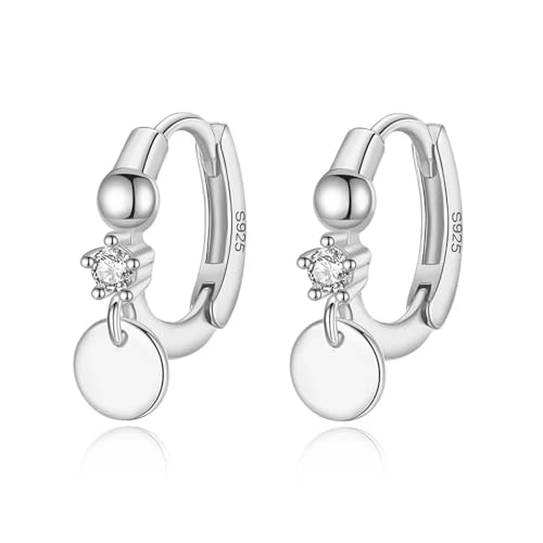 Boucles d'oreilles pendantes pour femme avec disque rond et clou bohème