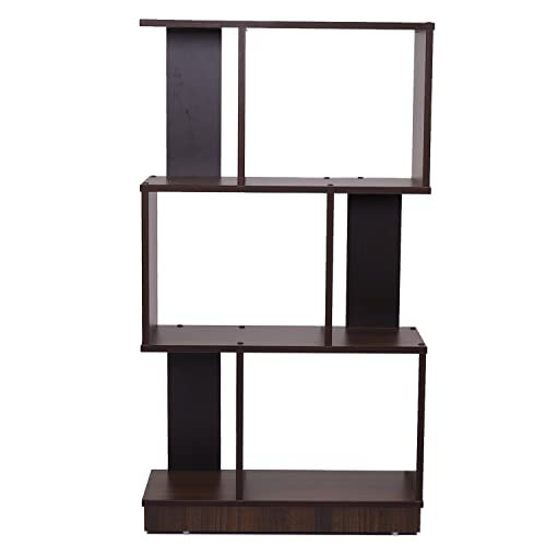 Image of Nilkamal Checkers 3 Tier Engineered Wood Open Book Case with 6 Shelves | Shelf, Cabinet, Storage | for Living Room, Office, Bedroom | Classic Walnut