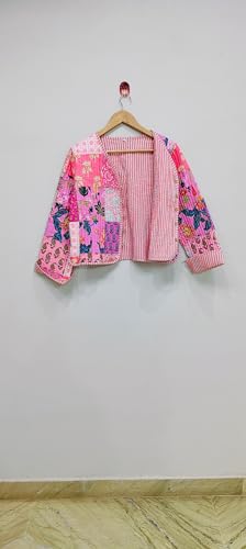 Handmade Women's Kantha Jacket, Unisex Patchwork Indian Cotton Kantha Jacket2