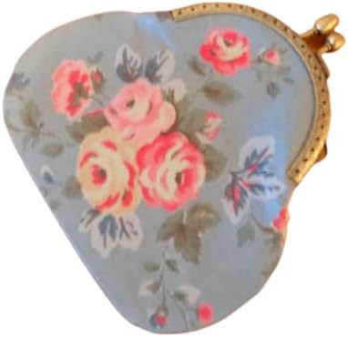 HandmadeCath Kidston Floral Fabric Clasp Purse, Vintage Style Kiss Lock Coin Purse, Small Make Up Cosmetics Bag, Handmade