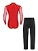 Linjinx Mens Latin Dance Outfits Bodysuit And Long Pants 2-piece Suit for Latin Chacha Ballroom Dance Rumba Red 3X-Large