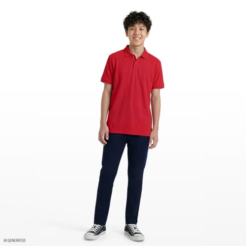 Izod Mens Short Sleeve Pique Polo Shirt, Red-646, 34-35 US - image 3