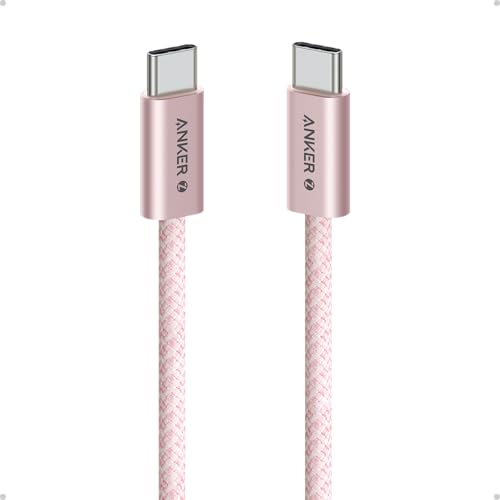Image of Anker Zolo USB C to USB C Cable, Braided and Dirt-Free Type-C Fast Charging Cable, Slim Connector, for iPhone 17 Series, MacBook (240W) (Pink, 3.3 FT)