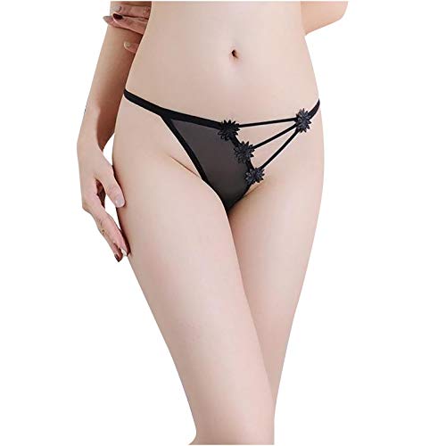 OPFWTYNAW Thong Underwear for Women- Breathable Lace Womens Thongs Underwear Seamless Panties Underwear (Black, One Size)