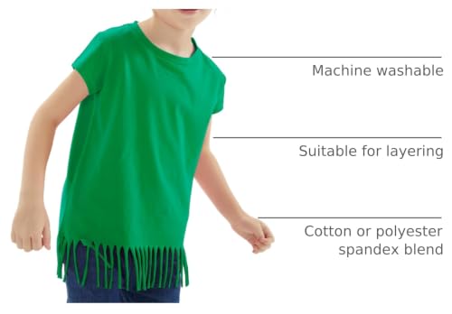 Image of Noomelfish Girls Short Sleeve Fringe T-Shirts Soft Jersey Cotton Tee Tops (3-12 Years)
