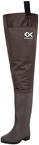 Duck and Fish Brown Fishing Wader Hip Boots with cleated outsole (6 M US Men / 8 M US Women)