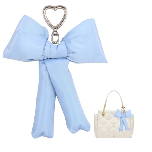 Image of Pink Bow Keychain Bag Charms Y2K Bowknot Plaid Keychains Coquette Aesthetic Purse Handbag Backpacks Charms (New Blue)