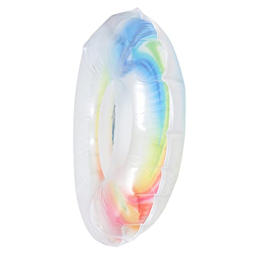 KONTONTY Colorful Rainbow Inflatable Swimming Ring Safety Pool Float for Summer Fun for Beach Parties and Family Gatherings Smooth and Skin Friendly Design