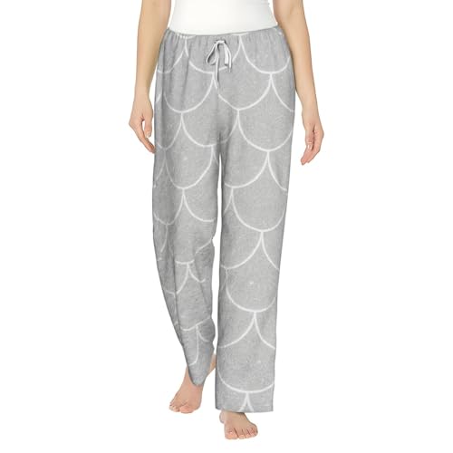 Pantalon de pyjama en polaire pour femme avec motifs écailles de poisson argenté