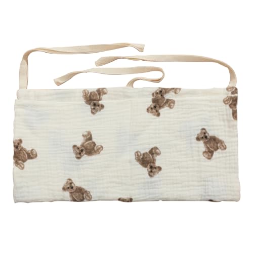 Image of Cunlvyyds Baby Bedside Storage Bag 15.4x7.9 Cotton Baby Nursery Organiser Soft Double Pocket Bottle Organizer Hanging Bedside Caddy for Clothes, Nappies and Toys