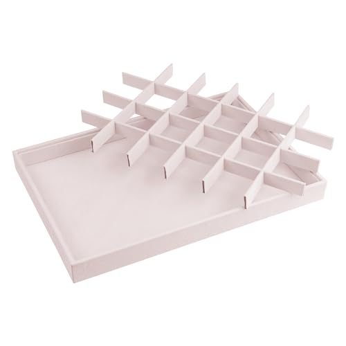 Insert de tiroir velours rose clair avec séparateurs modulables pour bijoux - 5