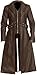 Maiyifu-GJ Men's Leather Long Trench Coat Faux Leather Full Length Overcoat Fashion Vintage Open Front Cardigan Jackets (Brown-6,Large)