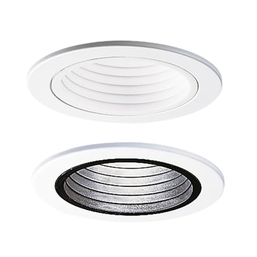 HALO E26 Series 4 in. White Recessed Ceiling Light Plastic Step Baffle with White Trim Ring by HALO - Used condition - US$12.15