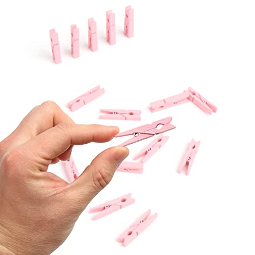 Kimober 1.77Inch Wooden Clothespins,Pink Craft Wood Clothes Pins Pegs Clips For Hanging Photos,Paper Crafts,100Pcs #TOP3