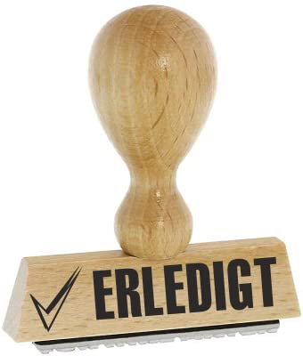 Office-Stempel/Lagertext – ERLEDIGT - von Kaufhaus2010 Buchenholzstempel – Lagertextstempel zur Kennzeichnung von Rechnungen und anderen Dokumenten 4 cm lang