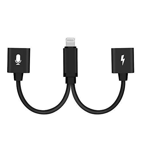 iPhone 7 Adapter & Splitter, Dual Lightning Headphone Audio & Charge Adapter by RayCue, Lightning Adapter Headphone Jack Audio & Charge Cable for Chagring & Listening ( Support iOS 10.3 and later)