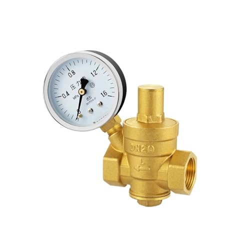 Druckreduzierventil 1/2 3/4 1 Messing Druckminderventile 1,6 MPa Manometer einstellbarer Typ for Fließwasserleitungen und Warmwasserbereiter(3/4,Valve With Gauge)