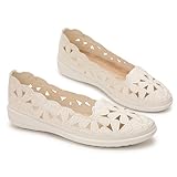 GLAMORA Ballerines Femme Ajourées Fleurs Respirantes Babies Mocassins Compensés Chaussures Plates Souples Confort Léger Bout Rond Semelle Antidérapante Chaussant Flexible Découpe Florale