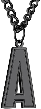 GoldChic Men Initial letter Necklace, Stainless Steel Custom SablonUp Jersey Athletes Alphabet Necklace with 4mm Cuban Chain, 18K Gold Plated/Black Rhodium Plated Personalized Sport Jewellery